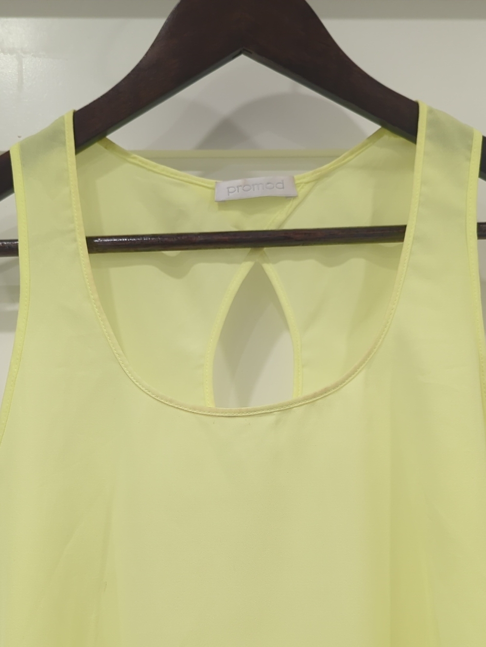 Promod Pale Yellow Sleeveless Keyhole Tank